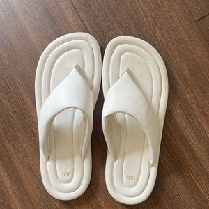 H&M white slide toe post sandal